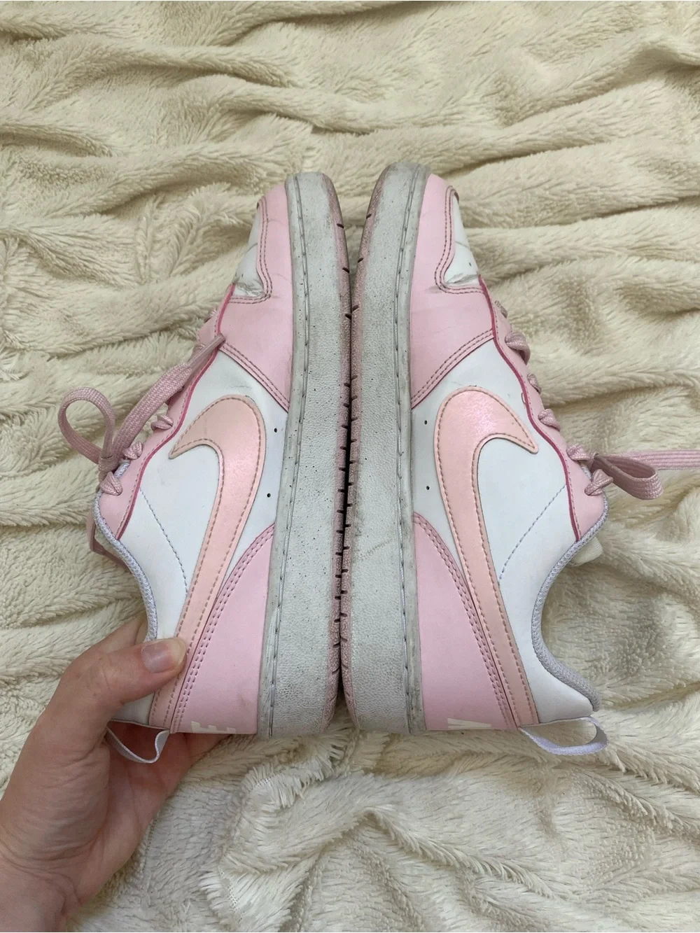 Nike Court Borough Low white/pink sneakers Sz 6Y/ W7.5